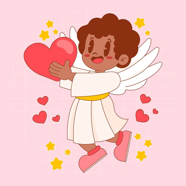 Dibujado a mano ilustración de ángel de dibujos animados lindo