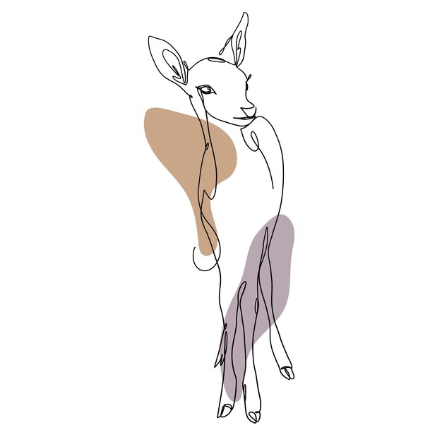 Dibujado a mano ilustración animal de arte de una línea