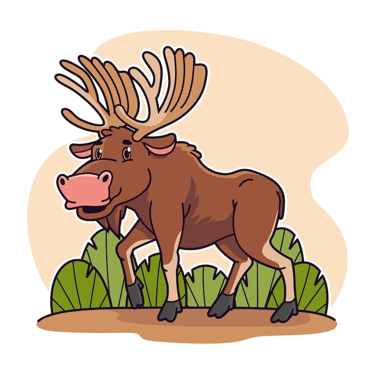 Vector gratuito dibujado a mano ilustración animal de dibujos animados de alces