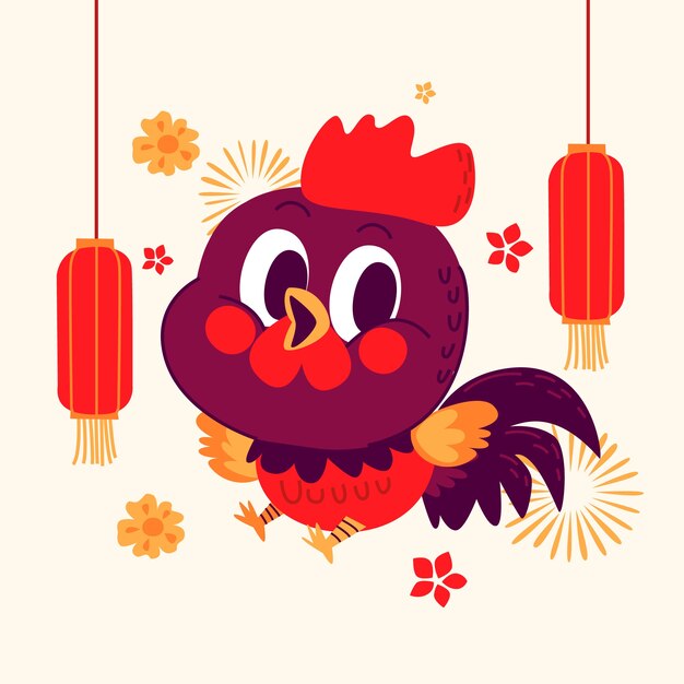 Dibujado a mano ilustración animal del zodiaco chino