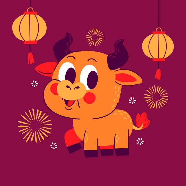Dibujado a mano ilustración animal del zodiaco chino