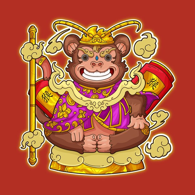 Dibujado a mano ilustración animal del zodiaco chino