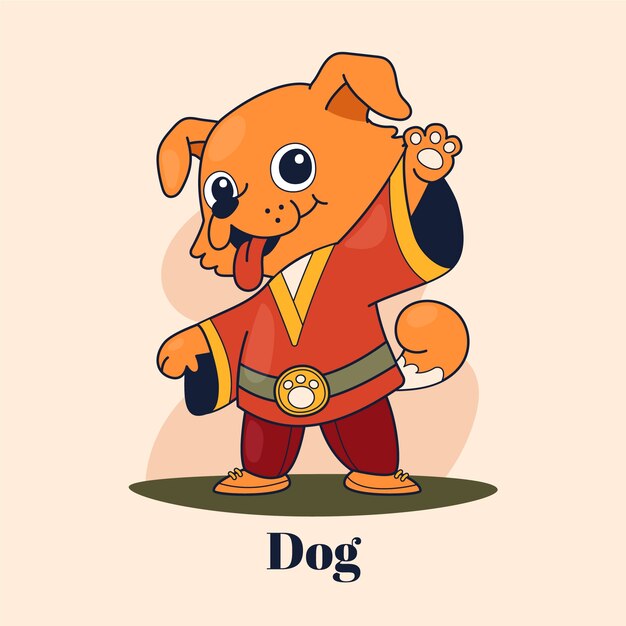 Dibujado a mano ilustración de animales del zodiaco chino