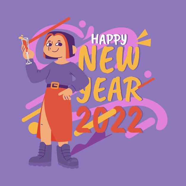 Dibujado a mano ilustración de año nuevo plano