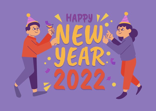 Dibujado a mano ilustración de año nuevo plano