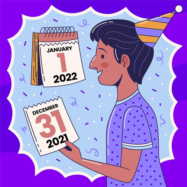 Dibujado a mano ilustración de año nuevo