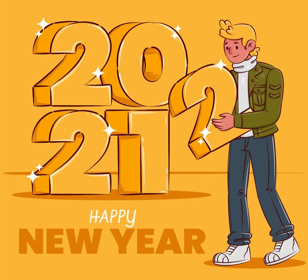 Dibujado a mano ilustración de año nuevo