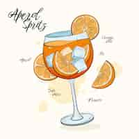 Vector gratuito dibujado a mano ilustración de aperol spritz