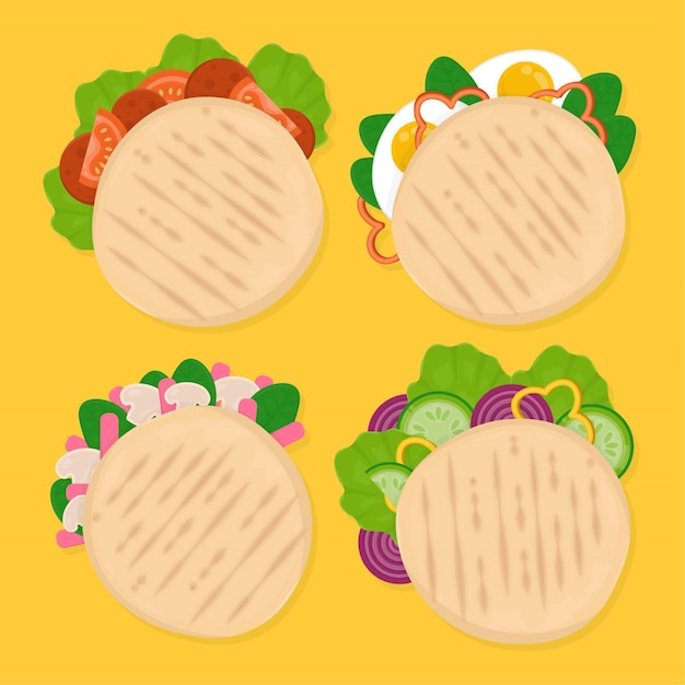 Dibujado a mano ilustración de arepas