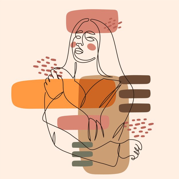 Dibujado a mano ilustración de arte de una línea