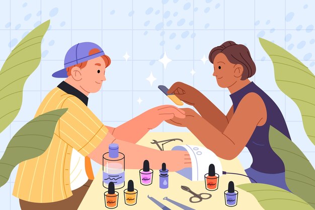 Dibujado a mano ilustración de aseo masculino