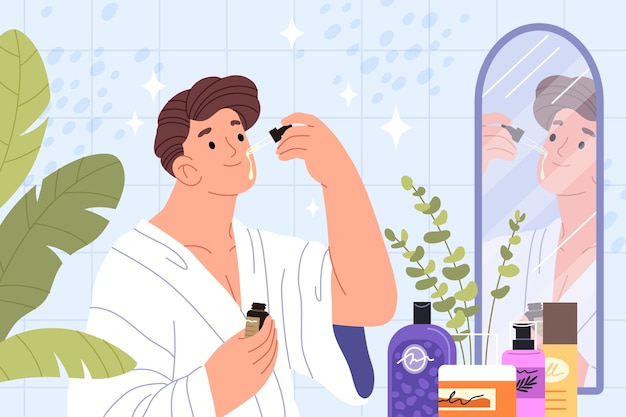 Dibujado a mano ilustración de aseo masculino