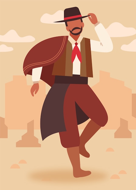 Vector gratuito dibujado a mano ilustración de baile gaucho