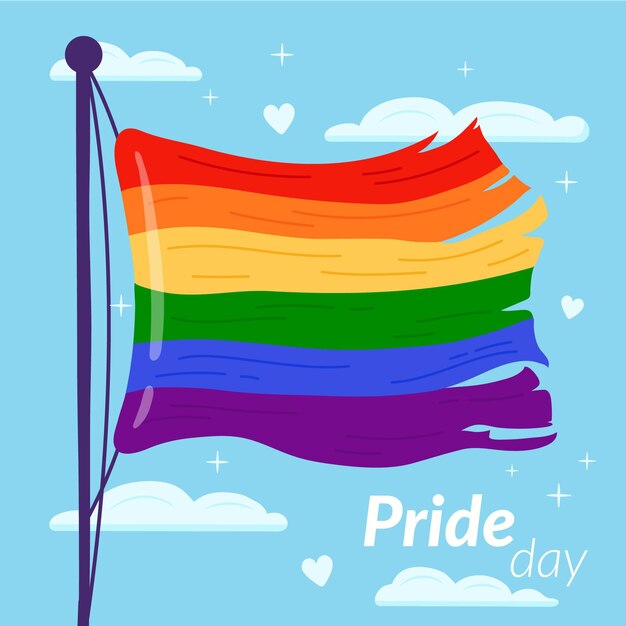 Dibujado a mano ilustración de bandera del día del orgullo