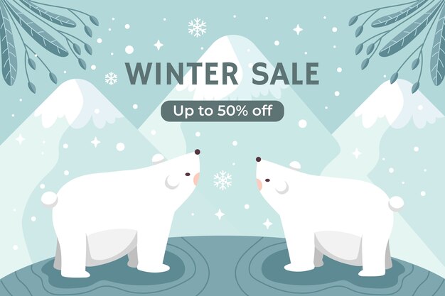 Dibujado a mano ilustración de banner de venta de invierno plano