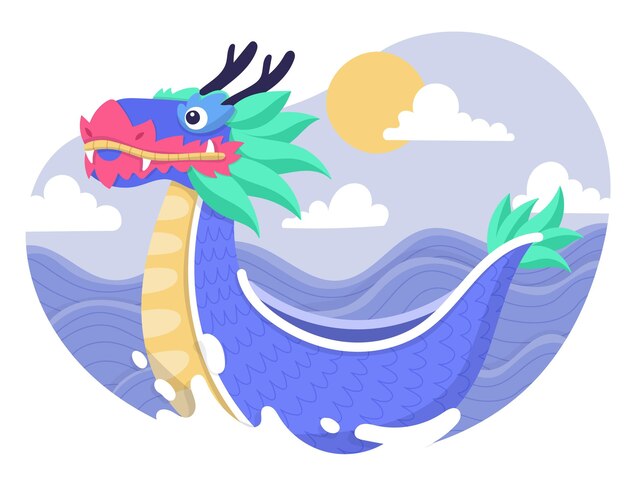 Dibujado a mano ilustración de barco de dragón