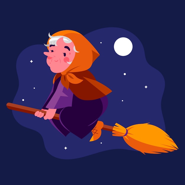 Vector gratuito dibujado a mano ilustración de befana plana