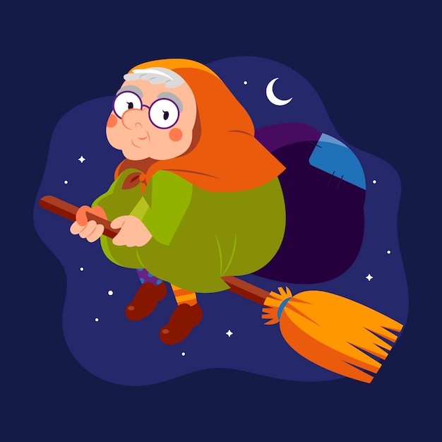 Vector gratuito dibujado a mano ilustración de befana plana