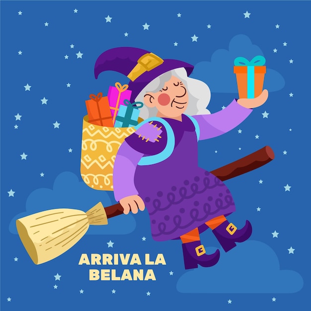 Dibujado a mano ilustración de befana