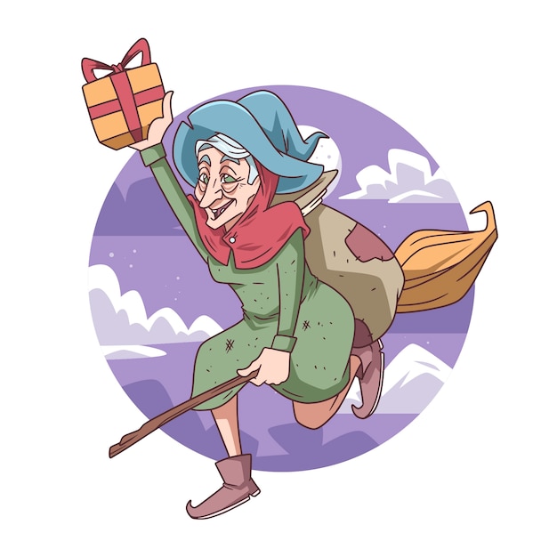 Dibujado a mano ilustración de befana