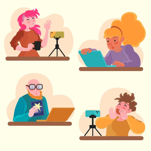 Dibujado a mano ilustración de bloggers