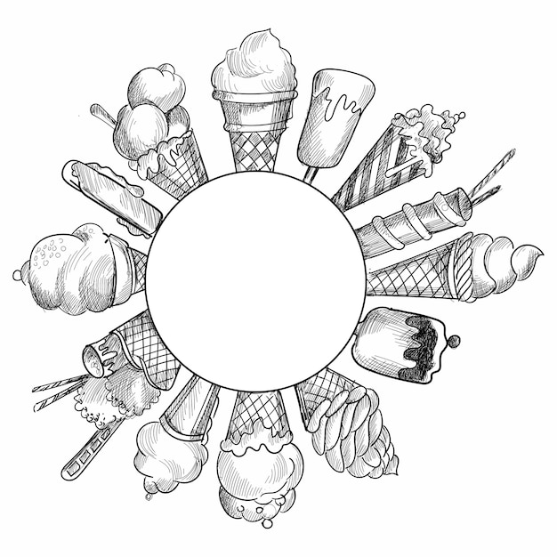 Dibujado a mano ilustración boceto diseño de helado