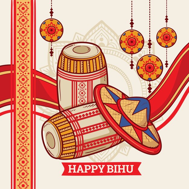 Dibujado a mano ilustración bohag bihu