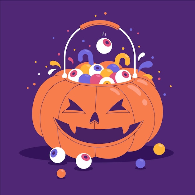 Vector gratuito dibujado a mano ilustración de bolsa de halloween plana