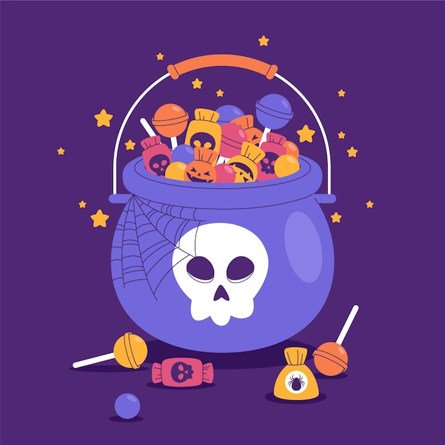 Vector gratuito dibujado a mano ilustración de bolsa de halloween plana