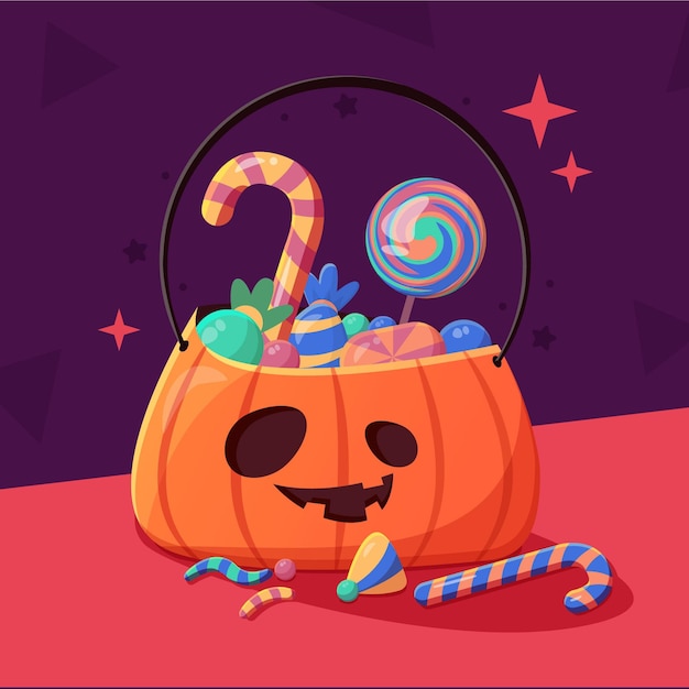 Vector gratuito dibujado a mano ilustración de bolsa de halloween plana