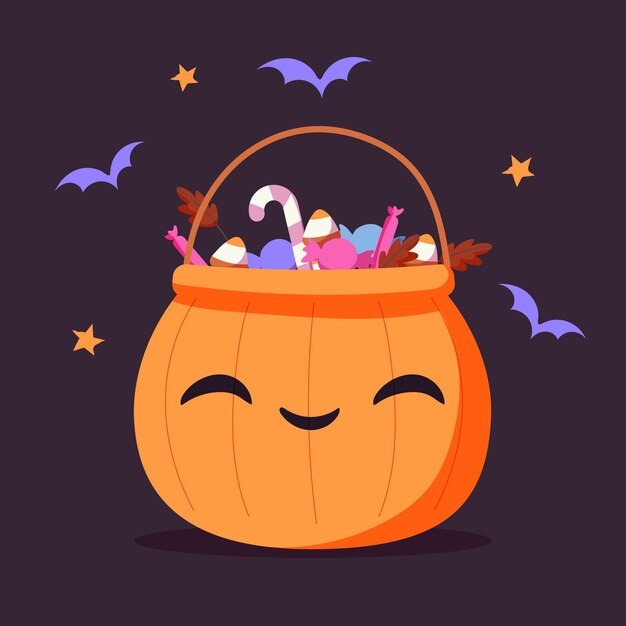 Dibujado a mano ilustración de bolsa de halloween