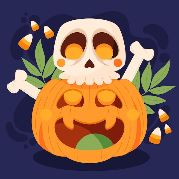 Vector gratuito dibujado a mano ilustración de calabaza de halloween plana