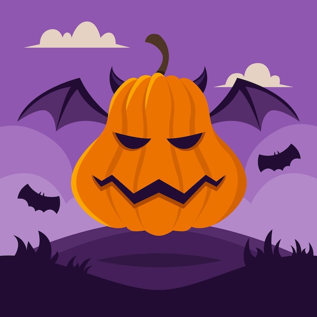 Dibujado a mano ilustración de calabaza de halloween plana
