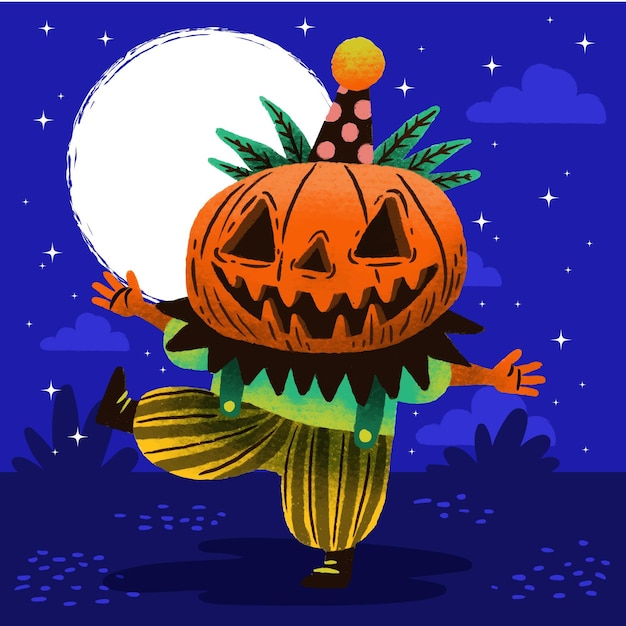 Vector gratuito dibujado a mano ilustración de calabaza de halloween