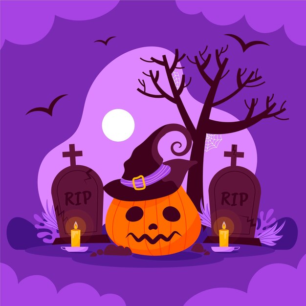 Dibujado a mano ilustración de calabaza de halloween