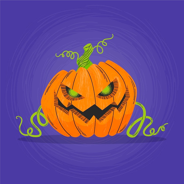 Vector gratuito dibujado a mano ilustración de calabaza de halloween