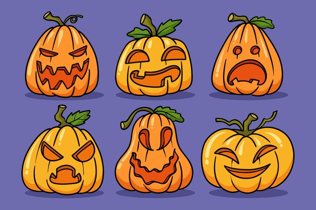 Dibujado a mano ilustración de calabazas de halloween