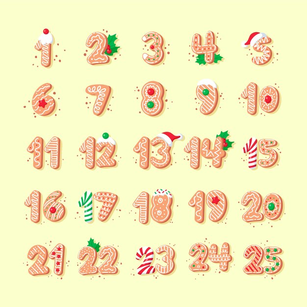 Dibujado a mano ilustración calendario de adviento
