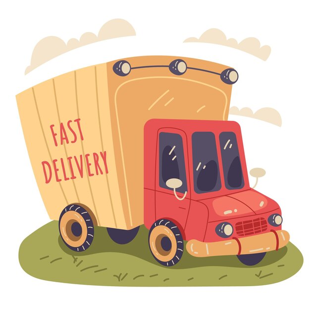 Dibujado a mano ilustración de camión de transporte