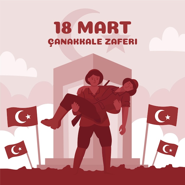 Vector gratuito dibujado a mano ilustración de canakkale