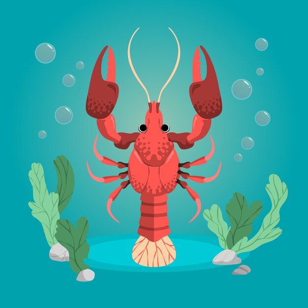 Dibujado a mano ilustración de cangrejo