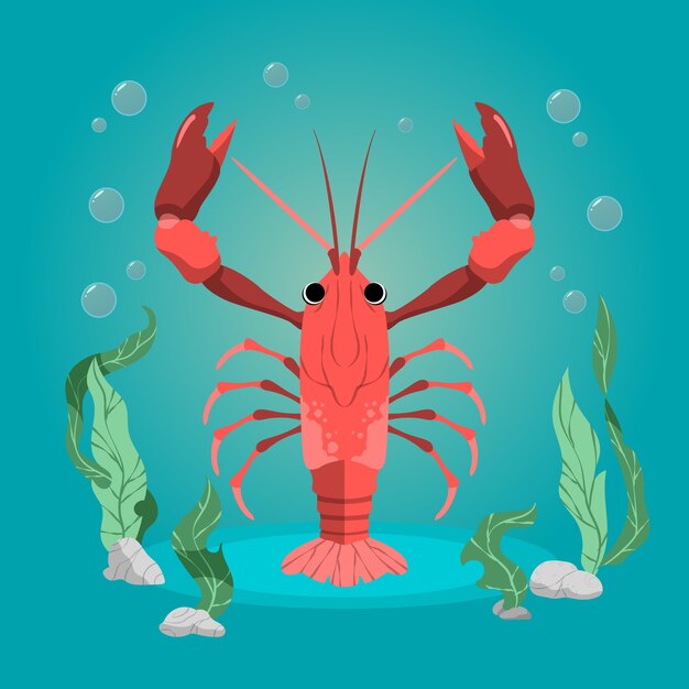 Dibujado a mano ilustración de cangrejo