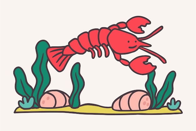 Dibujado a mano ilustración de cangrejo