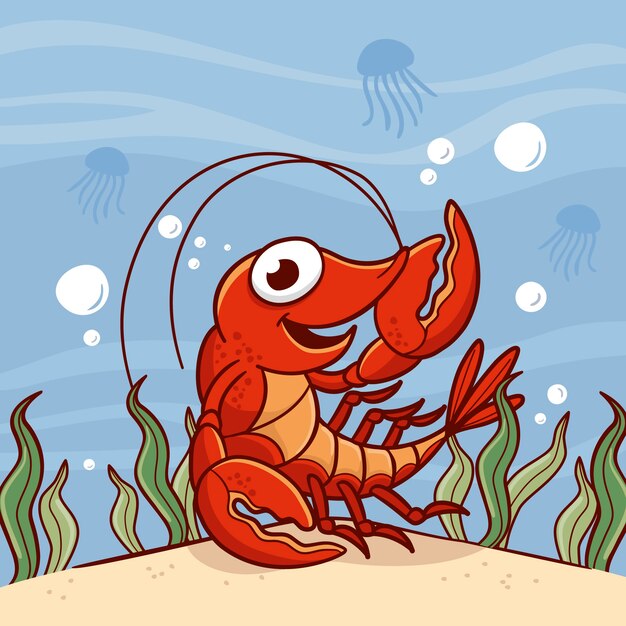 Dibujado a mano ilustración de cangrejo