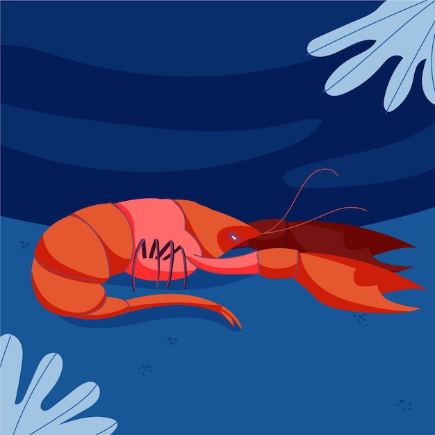 Dibujado a mano ilustración de cangrejos de diseño plano