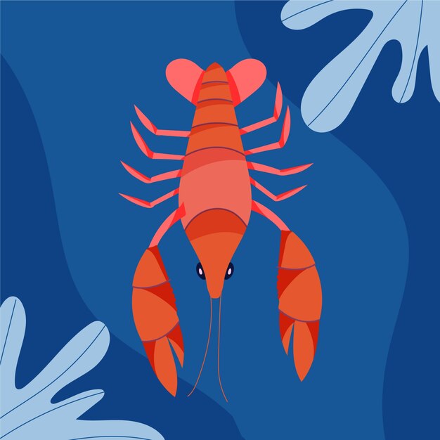 Dibujado a mano ilustración de cangrejos de diseño plano