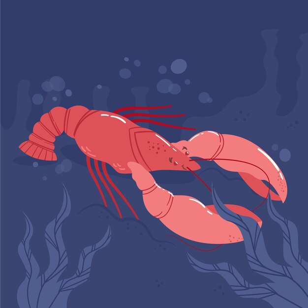 Dibujado a mano ilustración de cangrejos de diseño plano