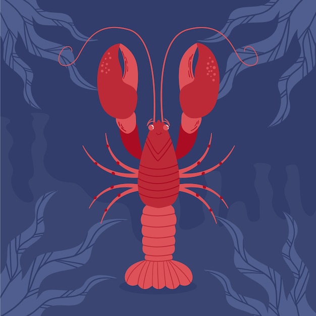 Dibujado a mano ilustración de cangrejos de diseño plano