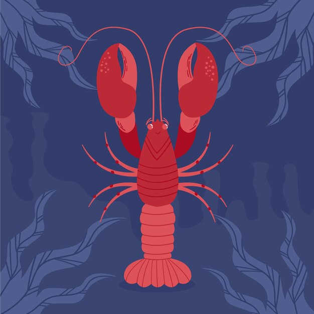 Dibujado a mano ilustración de cangrejos de diseño plano