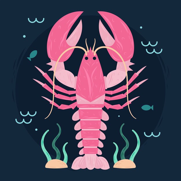 Dibujado a mano ilustración de cangrejos de diseño plano